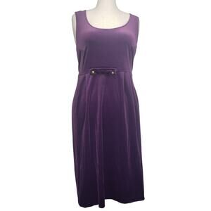 Whirlaway Frocks Purple Velour Midi Dress 18WP Plus Size Sleeveless Vintage
